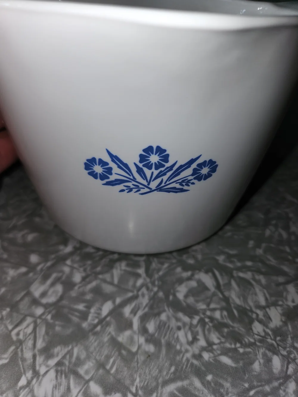 Corningware White Ceramic Pitcher with Blue Floral Design